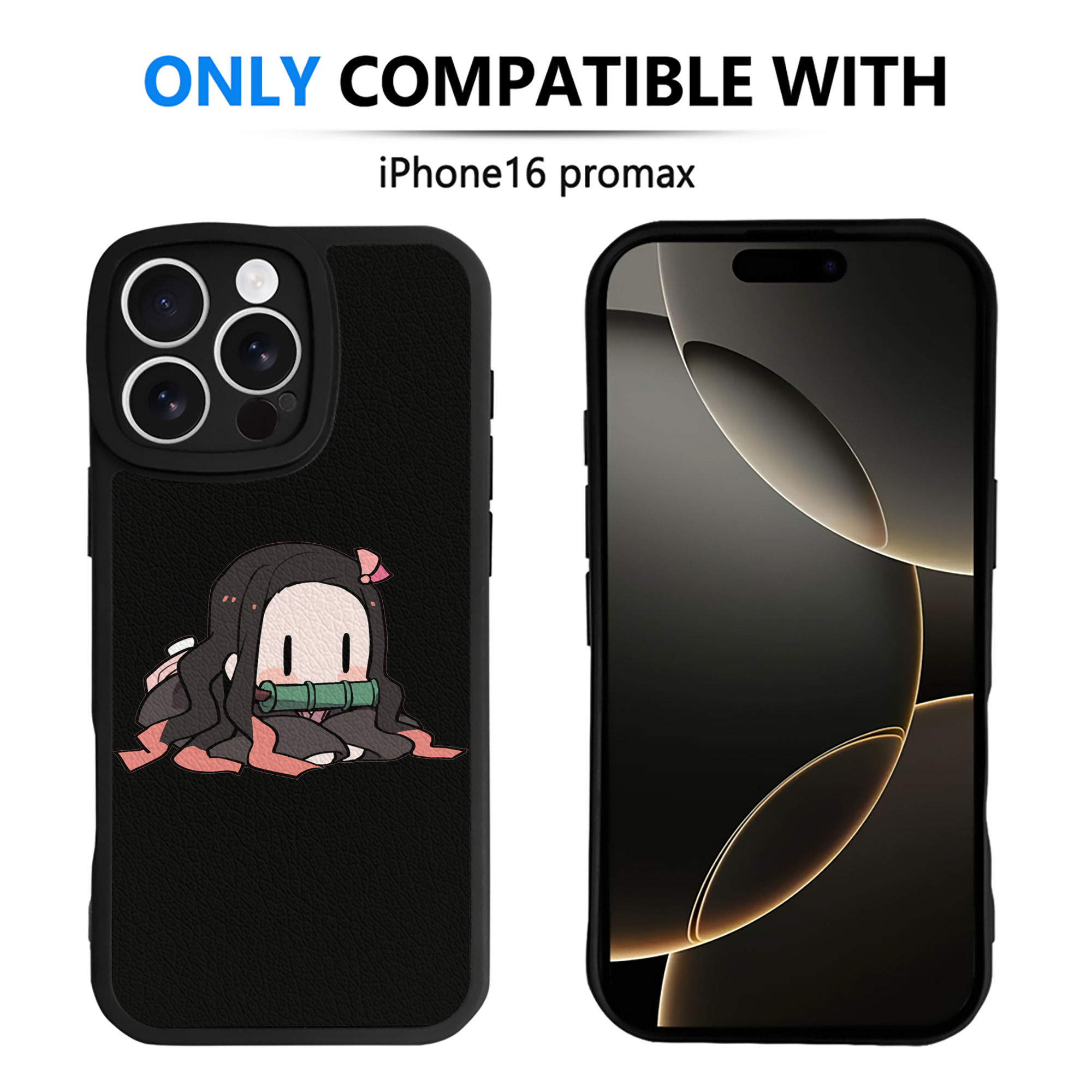 （画像用） 鬼滅の刃（きめつのやいば）竈門 禰󠄀豆子／かまど ねずこ Kamado Nezuko 【iPhone 16シリーズ対応】シリコンスマホケース（レザー調） 材質：シリコン